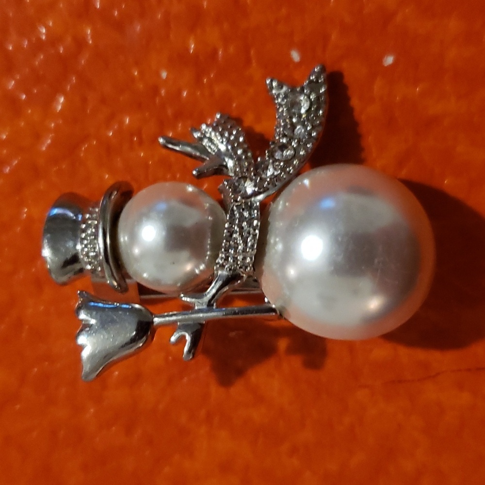 Brighton Silver Tone Metal Snowman Brooch/ Pin